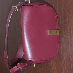 Polo Ralph Lauren Burgundy Leather Saddle Bag